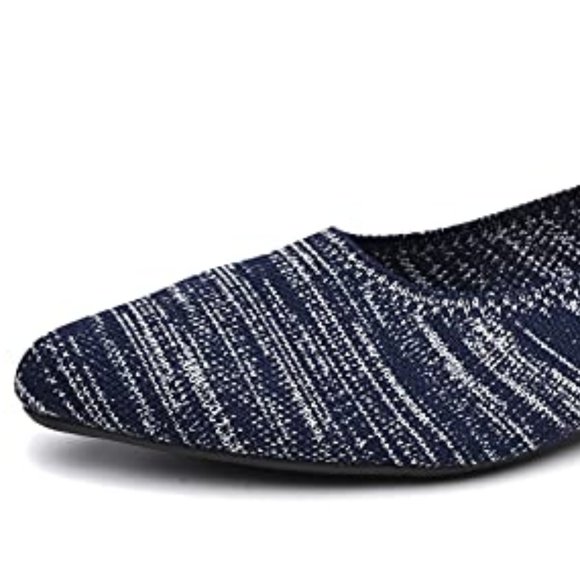 Blue & White Marled Pointed Toe Knit Texture Ballet Flats  NEW!! - Picture 4 of 11
